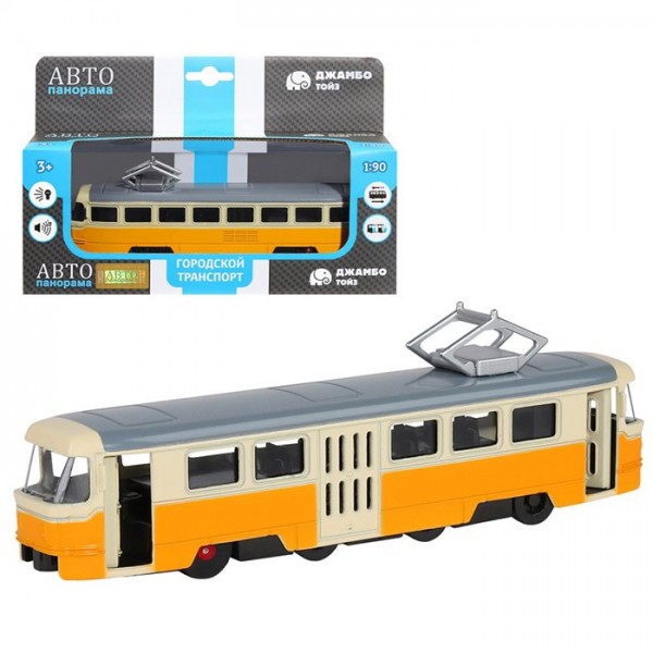 Модель 1:90 Трамвай металл. желтый 1251425JB Автопанорама