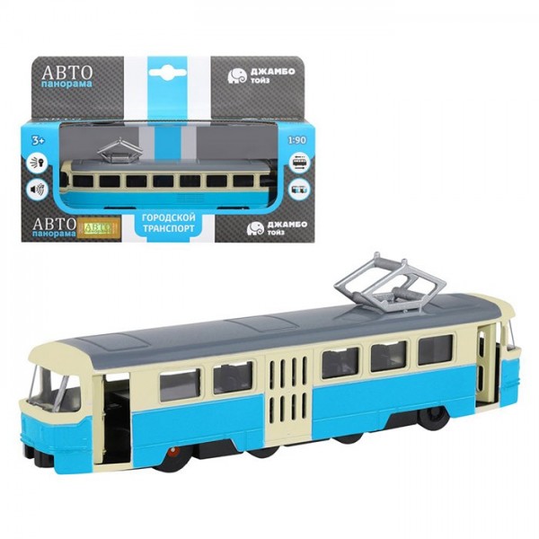 Модель 1:90 Трамвай металл. синий 1251424JB Автопанорама