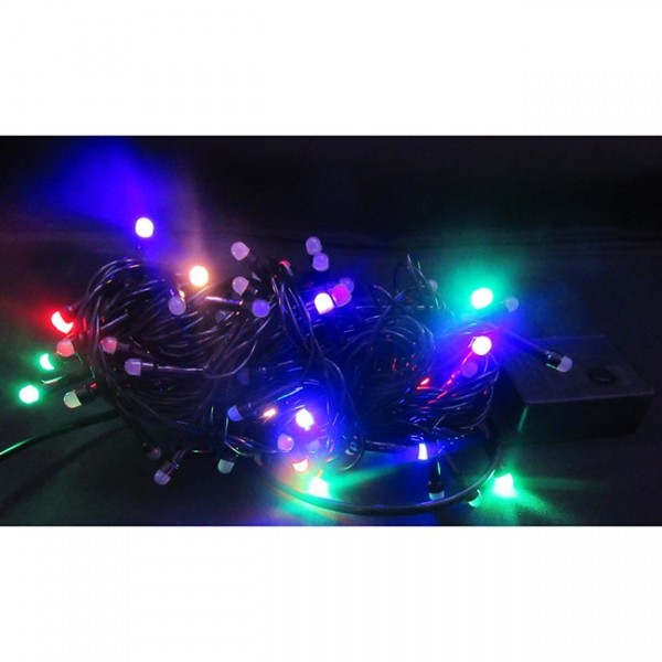 Электрическая гирлянда матовая 300л LED 8реж 21м цветной МК-19023
