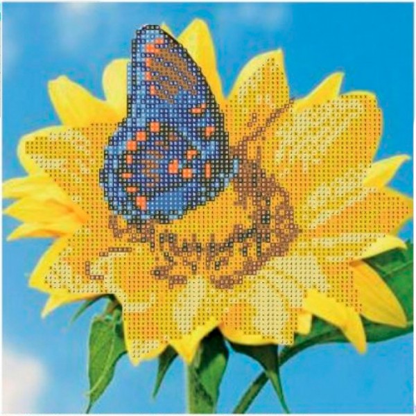 Набор для творчества Алмазная мозаика 5D Бабочка на подсолнухе 30х30см 89747